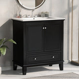 30" Bathroom Vanity with Sink Combo, Multi-functional Bathroom Cabinet - Black