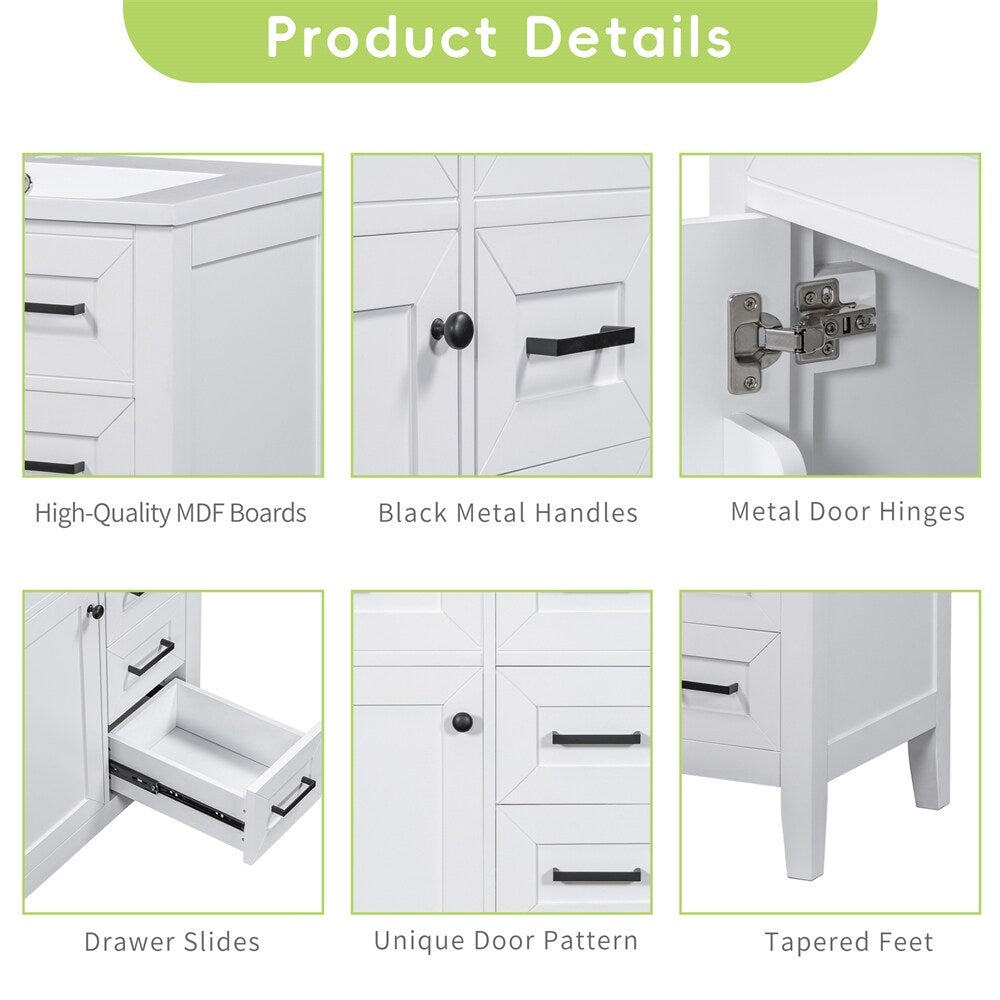 30" Bathroom Vanity with Sink Combo,Bathroom Cabinet with Drawers