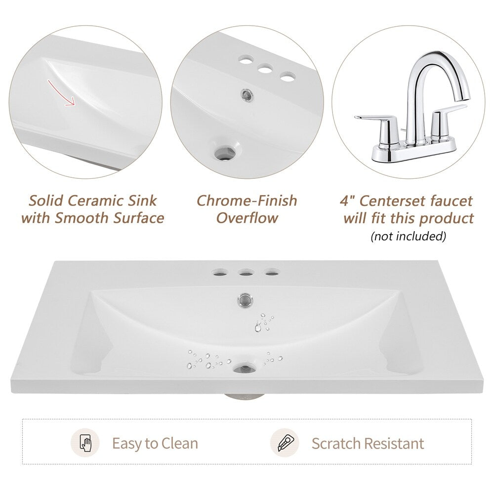30" Bathroom Vanity with Sink Combo,Bathroom Cabinet with Drawers