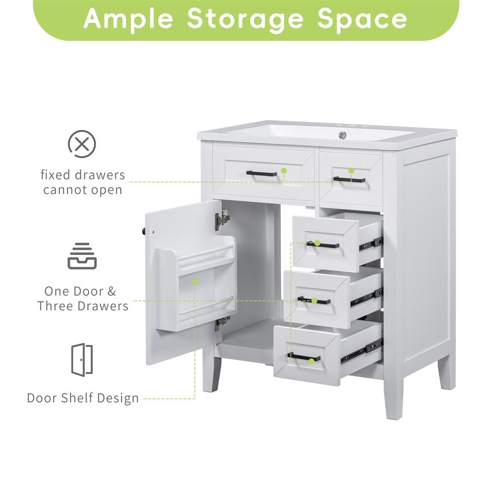30" Bathroom Vanity with Sink Combo,Bathroom Cabinet with Drawers