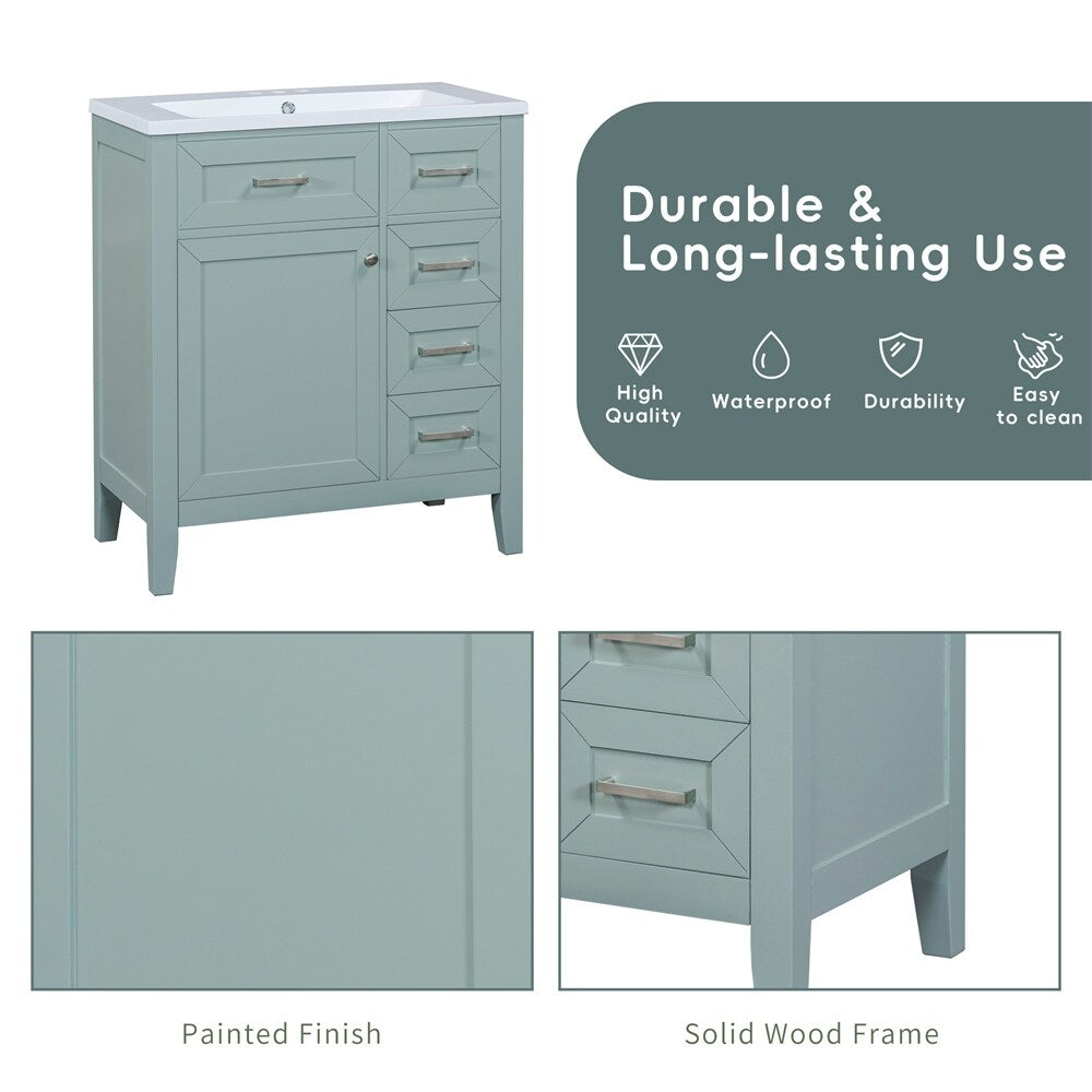 30" Bathroom Vanity with Sink Combo,Bathroom Cabinet with Drawers