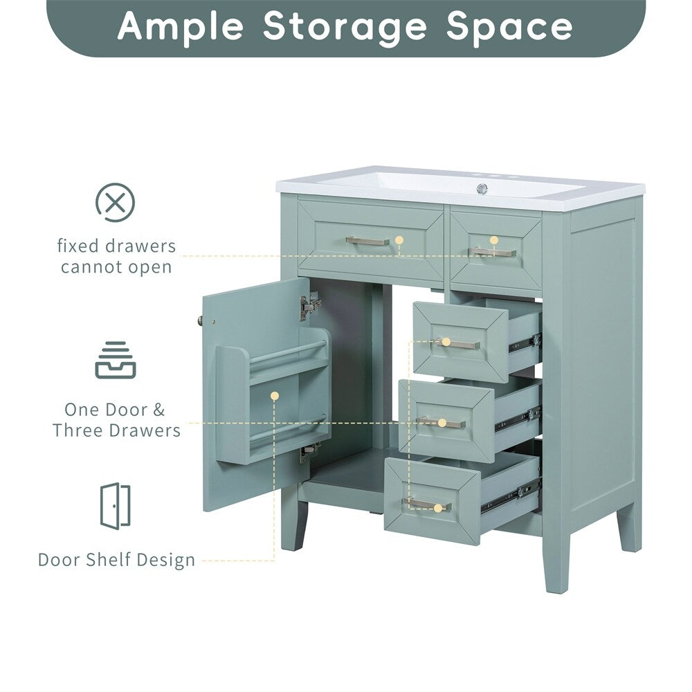 30" Bathroom Vanity with Sink Combo,Bathroom Cabinet with Drawers