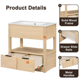 30" Bathroom Vanity with Sink Top, Bathroom Cabinet with Open Storage Shelf and 2 Drawers