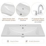 30" Bathroom Vanity with Sink Top, Bathroom Cabinet with Open Storage Shelf and 2 Drawers