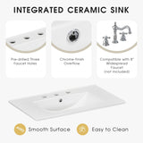 30" Bathroom Vanity with Sink Top, Bathroom Cabinet with Open Storage Shelf and 2 Drawers