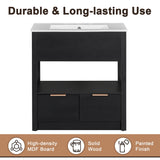 30" Bathroom Vanity with Sink Top, Bathroom Cabinet with Open Storage Shelf and 2 Drawers