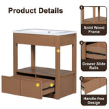 30" Bathroom Vanity with Sink Top, Bathroom Cabinet with Open Storage Shelf and 2 Drawers