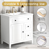 30" Bathroom Vanity with Sink Top, Bathroom Vanity Cabinet with Door and Two Drawers, Solid Wood Frame