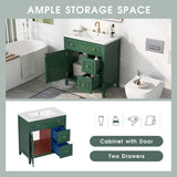 30" Bathroom Vanity with Sink Top, Bathroom Vanity Cabinet with Door and Two Drawers, Solid Wood Frame