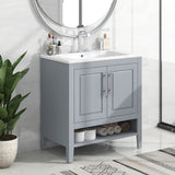 30" Bathroom Vanity with Sink, Doors and Drawers, Solid wood Frame