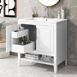 30" Bathroom Vanity with Sink, Doors and Drawers, Solid wood Frame