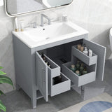 30" Bathroom Vanity with Sink, Doors and Drawers, Solid wood Frame