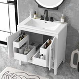 30" Bathroom Vanity with Sink, Doors and Drawers, Solid wood Frame