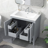 30" Bathroom Vanity with Sink, Doors and Drawers, Solid wood Frame