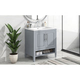 30" Bathroom Vanity with Sink, Multi-functional Bathroom Cabinet with Doors and Drawers