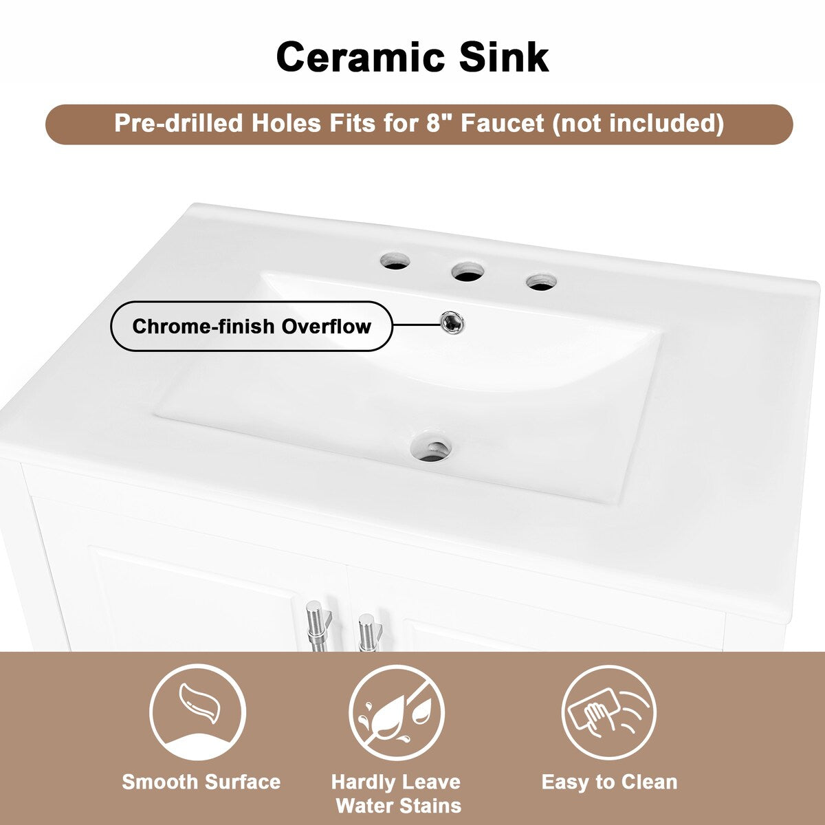 30" Bathroom Vanity with Sink, Multi-functional Bathroom Cabinet with Doors and Drawers