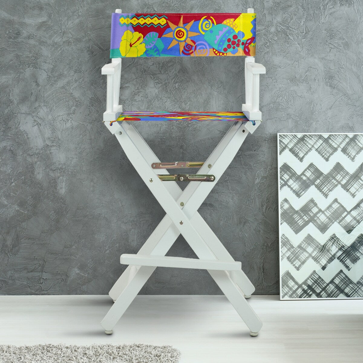 30" Director's Chair White Frame-Calypso - 23"W x 19"D x 45.5"H