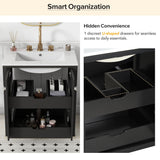30" Freestanding Bathroom Vanity with Ceramic Sink and 2 Drawers