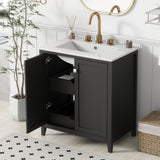 30" Freestanding Bathroom Vanity with Ceramic Sink and 2 Drawers