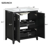 30" Freestanding Bathroom Vanity with Ceramic Sink and 2 Drawers