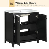 30" Freestanding Bathroom Vanity with Ceramic Sink and 2 Drawers
