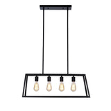 30" Matte Black 4-Light Rectangle Island Chandelier Pendant with Bulb - 10.50x30x54.75