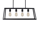 30" Matte Black 4-Light Rectangle Island Chandelier Pendant with Bulb - 10.50x30x54.75