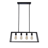 30" Matte Black 4-Light Rectangle Island Chandelier Pendant with Bulb - 10.50x30x54.75