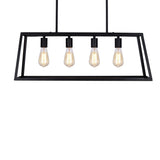 30" Matte Black 4-Light Rectangle Island Chandelier Pendant with Bulb - 10.50x30x54.75