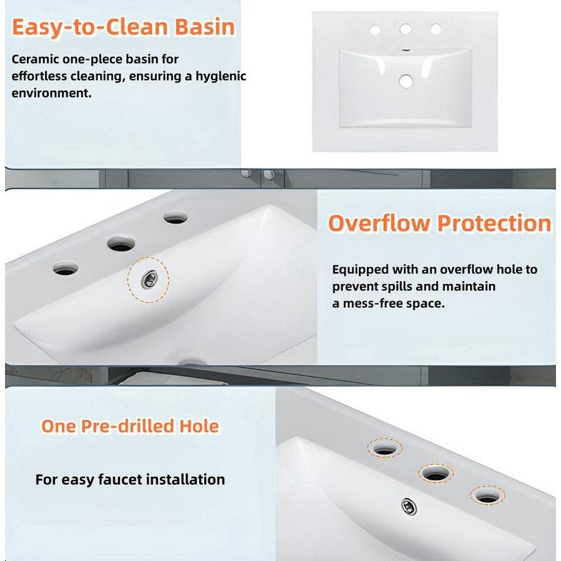 30" Premium Bathroom Vanity Set with Ceramic Sink and Ample Storage Space - Blue-gray