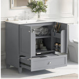 30" Premium Bathroom Vanity Set with Ceramic Sink and Ample Storage Space - Blue-gray