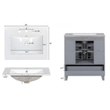 30" Premium Bathroom Vanity Set with Ceramic Sink and Ample Storage Space - Blue-gray