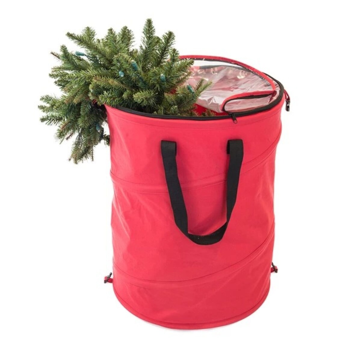 30" Red and Black Extra Large Pop-Up Christmas Decorations Storage Bag