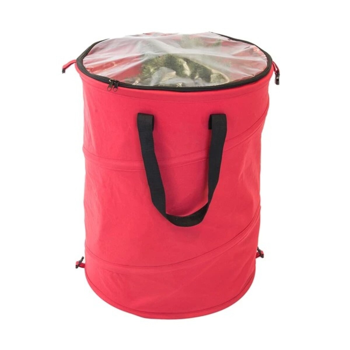 30" Red and Black Extra Large Pop-Up Christmas Decorations Storage Bag