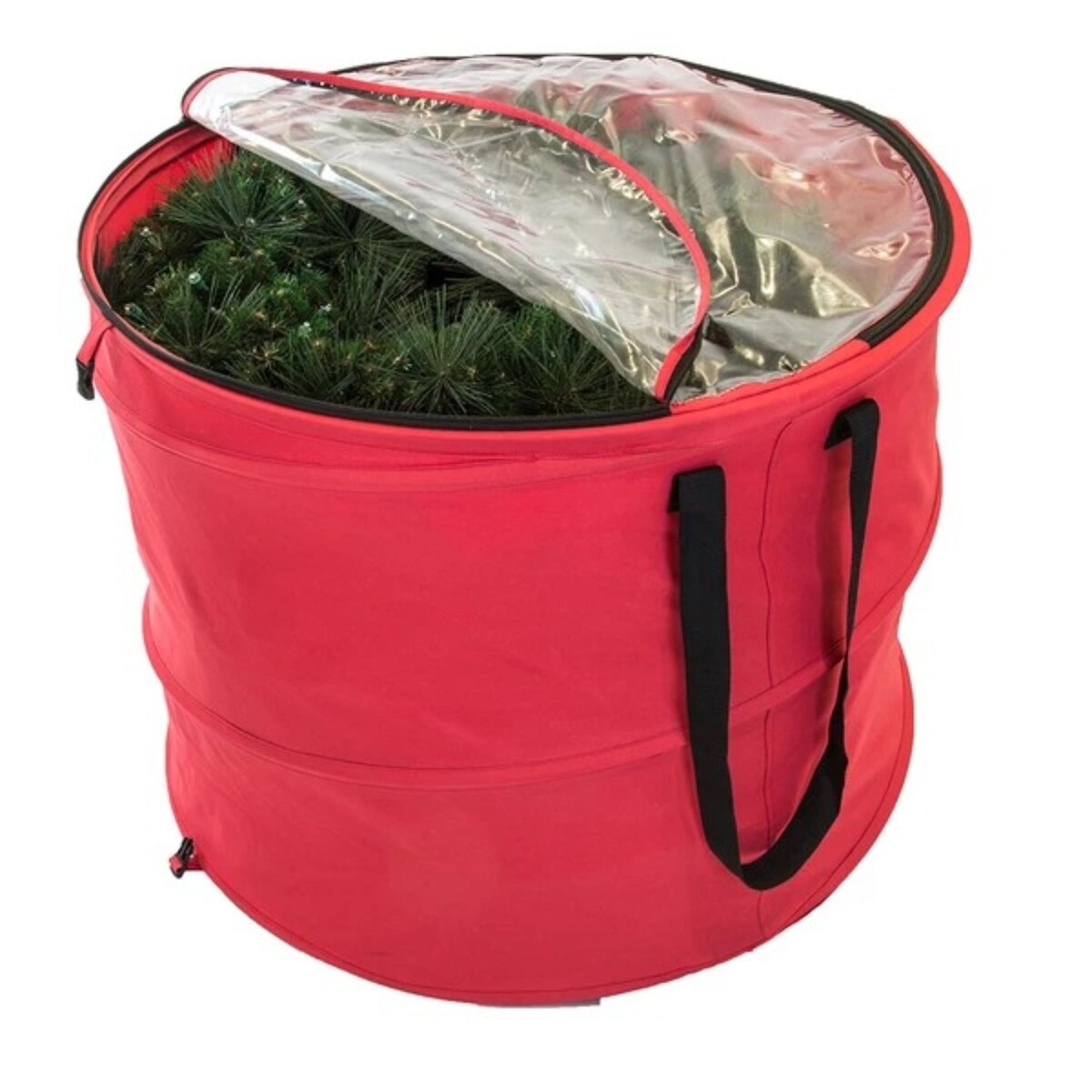 30" Red and Black Extra Large Pop-Up Christmas Decorations Storage Bag
