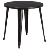 30" Round Metal Indoor-Outdoor Table Set with 4 Cafe Chairs