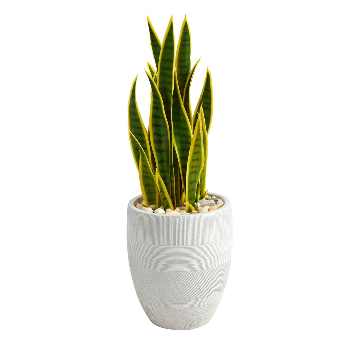 30" Sansevieria Artificial Plant in White Planter - 13"