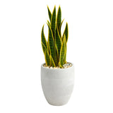 30" Sansevieria Artificial Plant in White Planter - 13"