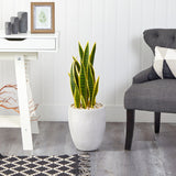 30" Sansevieria Artificial Plant in White Planter - 13"