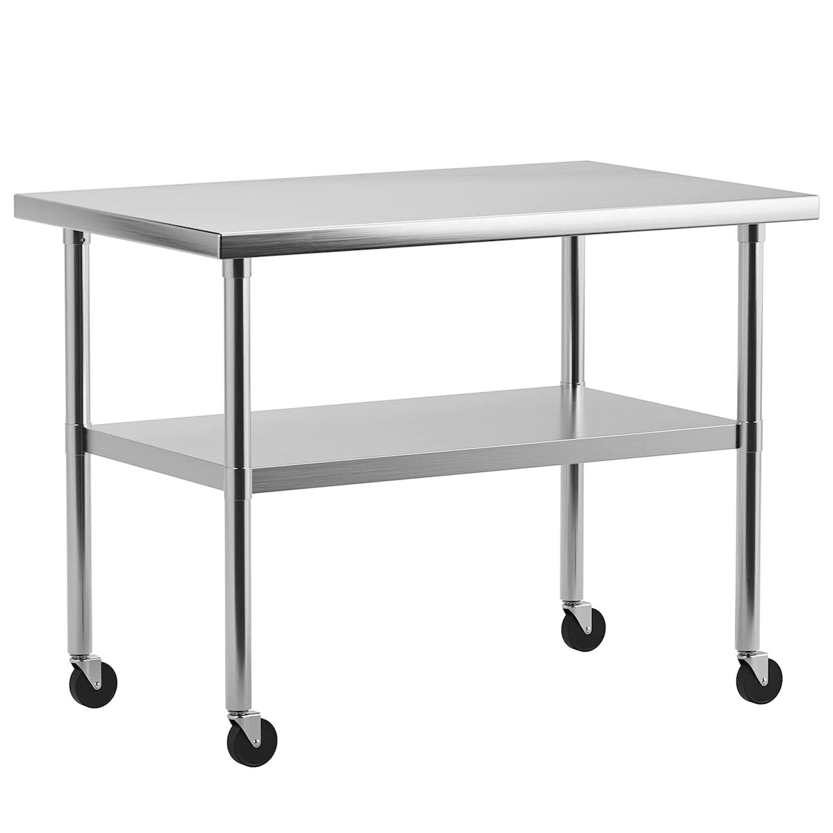 30" x 18" Stainless Steel Work Table NSF Certified Heavy Duty Commercial Kitchen Prep Table with Undershelf & Caster Wheels 