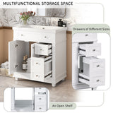 30"Bathroom Vanity Cabinet with Sink Combo Set,Undermount Resin Sink,Free Standing Vanity Set with 2 Drawers& Soft Closing Doors