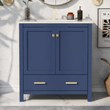 30"Blue Bathroom Vanity with Single Sink,Combo Cabinet Undermount Sink,Bathroom Storage Cabinet with 2 Doors and a Drawer
