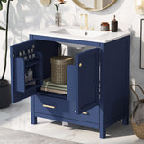 30"Blue Bathroom Vanity with Single Sink,Combo Cabinet Undermount Sink,Bathroom Storage Cabinet with 2 Doors and a Drawer