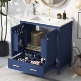 30"Blue Bathroom Vanity with Single Sink,Combo Cabinet Undermount Sink,Bathroom Storage Cabinet with 2 Doors and a Drawer