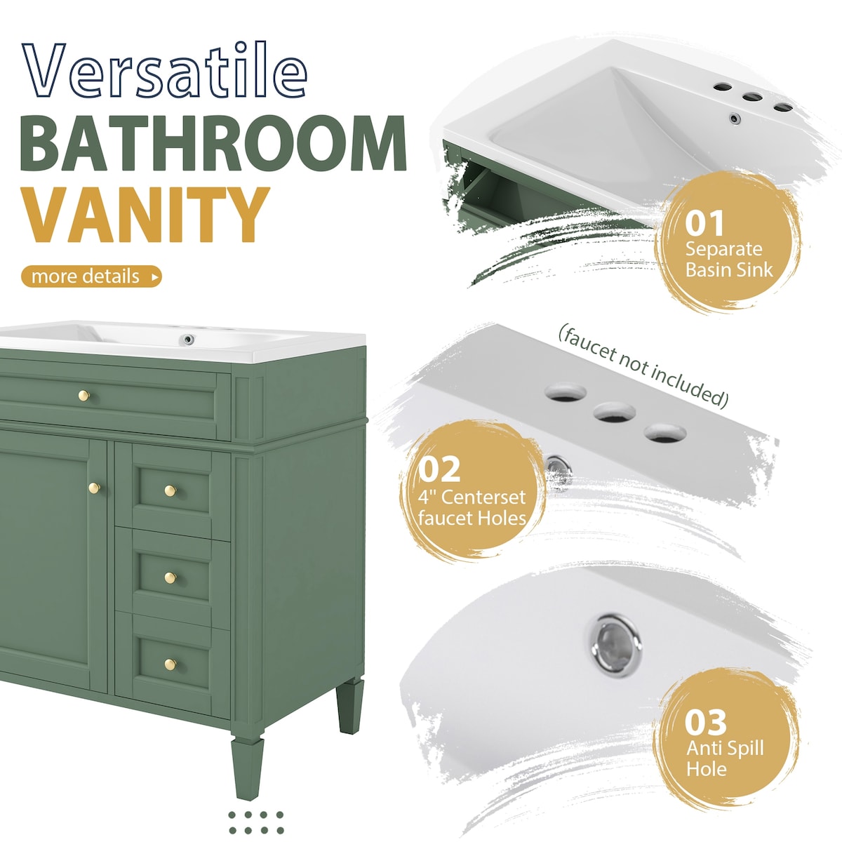 30'' Bathroom Vanity Set with Top Sink with Mirror Cabinet,Drawers