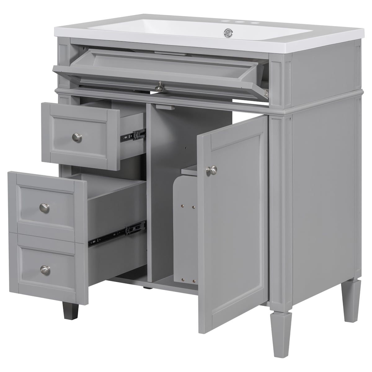 30'' Bathroom Vanity with Top Sink,with 2 Drawers and a Tip-out Drawer