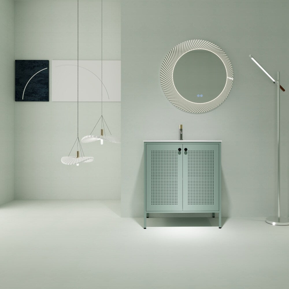 30'' Freestanding Bathroom Vanity in Mint Green With Gel Sink