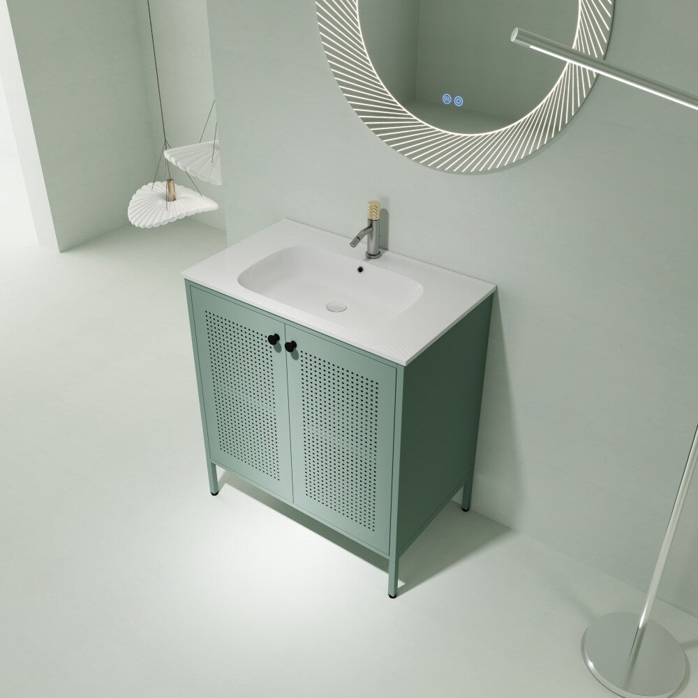 30'' Freestanding Bathroom Vanity in Mint Green With Gel Sink