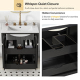 30in Bathroom Vanity Combo with Ceramic Sink Shaker Style Vanities -2 Doors and 2 Drawers - black