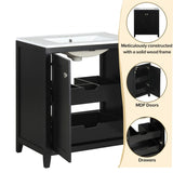 30in Bathroom Vanity Combo with Ceramic Sink Shaker Style Vanities -2 Doors and 2 Drawers - black